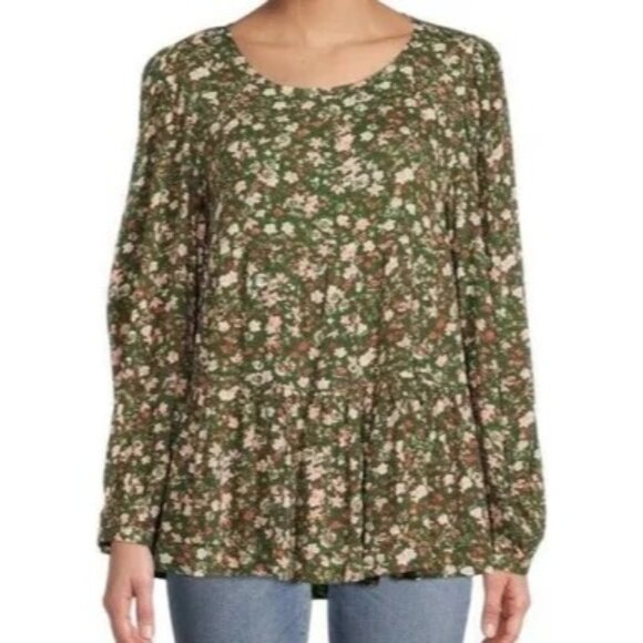 Time and Tru Tops - Time And Tru Women Green Floral Blouse – Size S